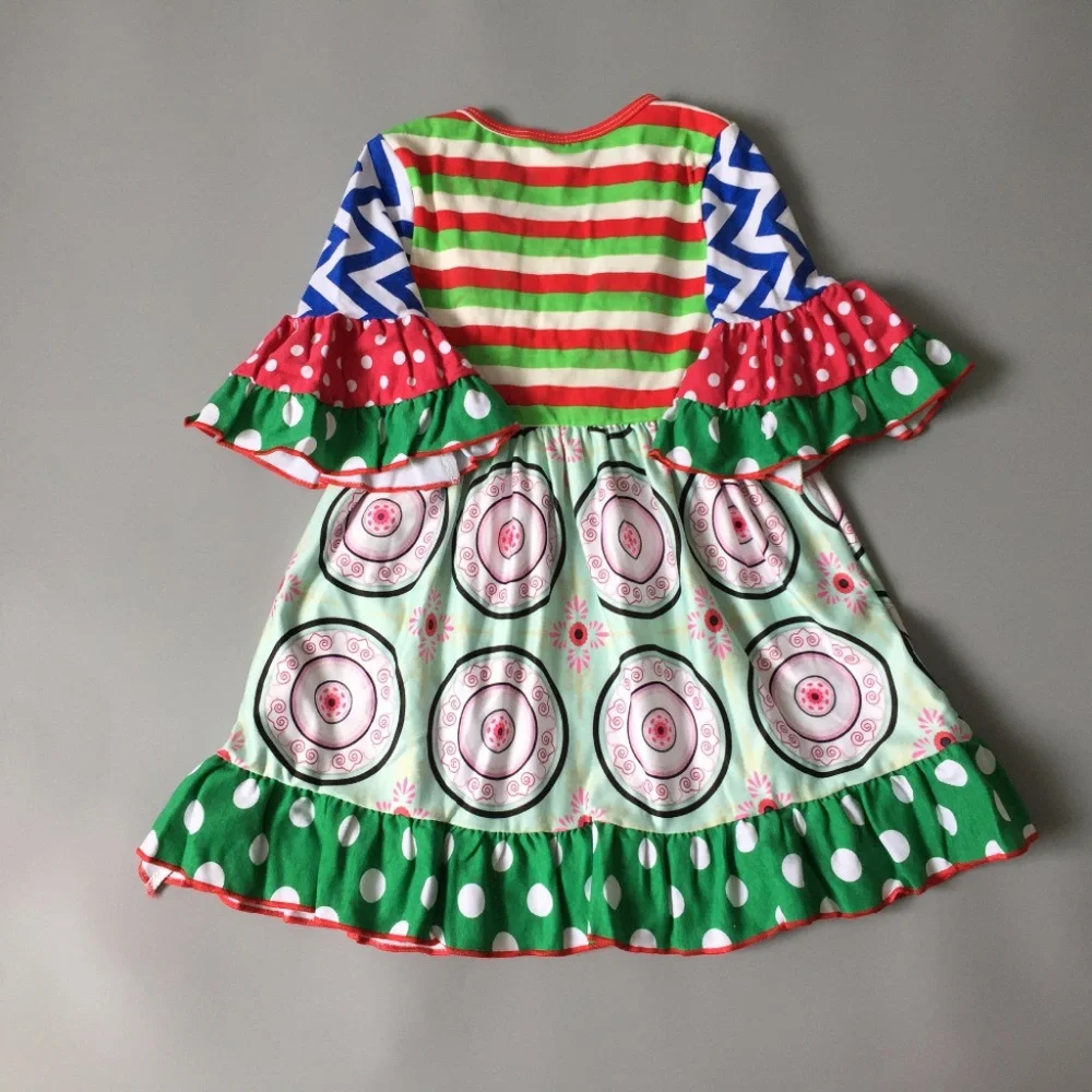 Boutique Green Multi Print Ruffle Dress